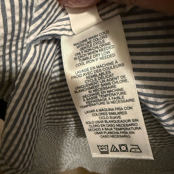 Chaps Men's Navy and White Striped Button Down Shirt Sz XL - Picture 6 of 6